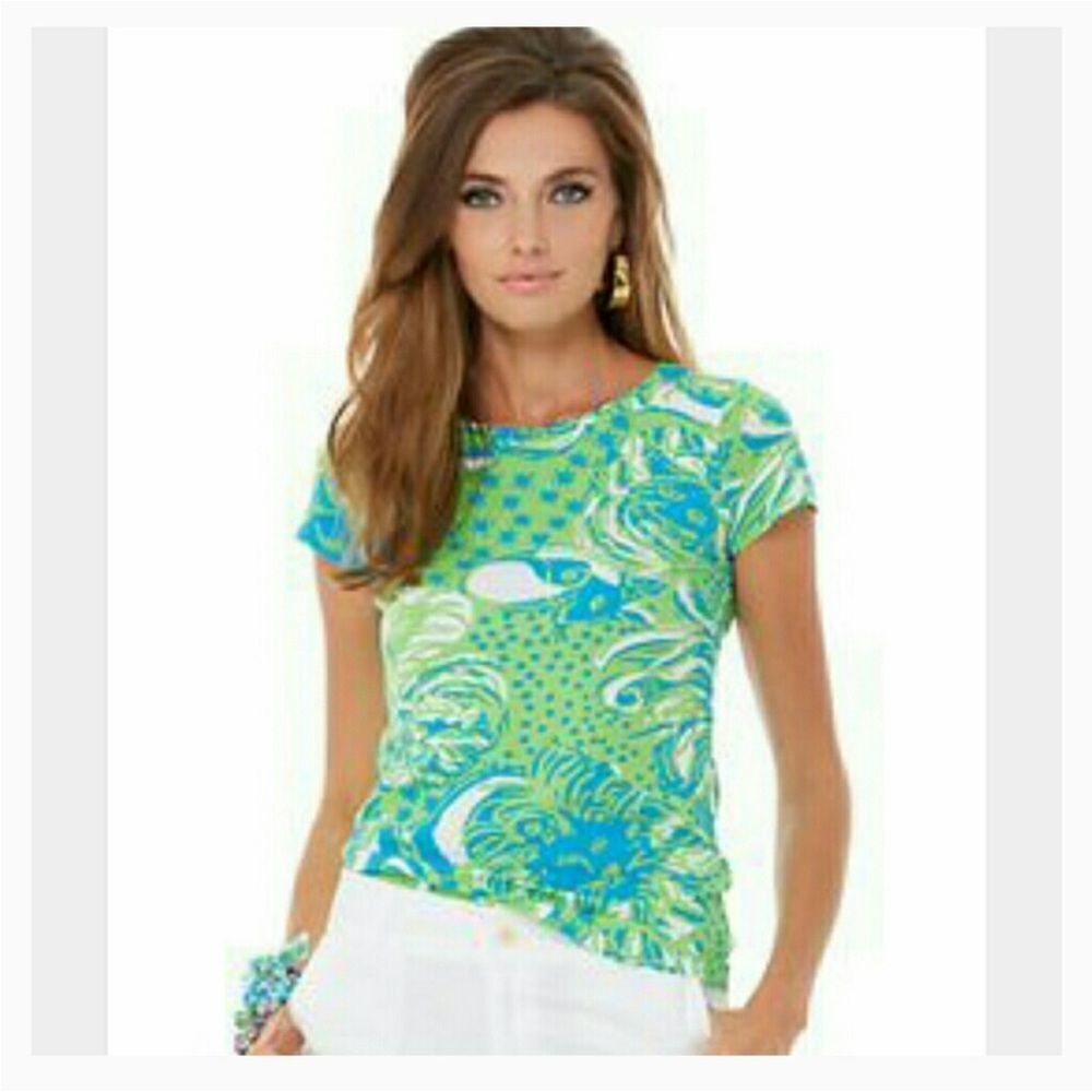 LILLY PULITZER | Karrie Crewneck Tee Limeade Roar of the Jungle Women’s Size XS